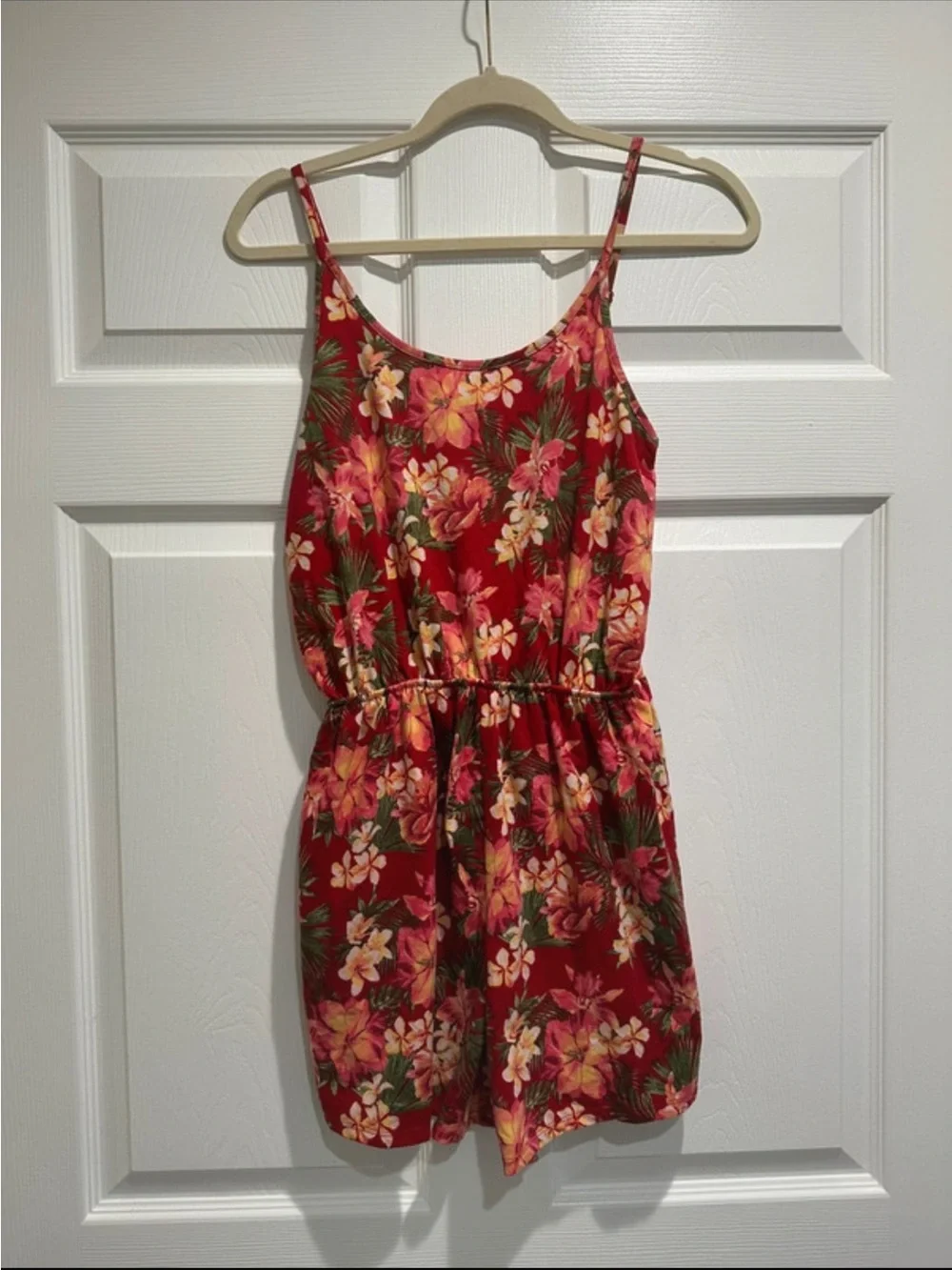 T.J.Maxx Red Floral Spaghetti-Strap Romper